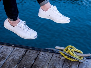 Converse Jack Purcell Signature硫化帆布開口笑板鞋“全白”